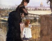 贝尔特摩里索特 - Woman and Child on a Balcony